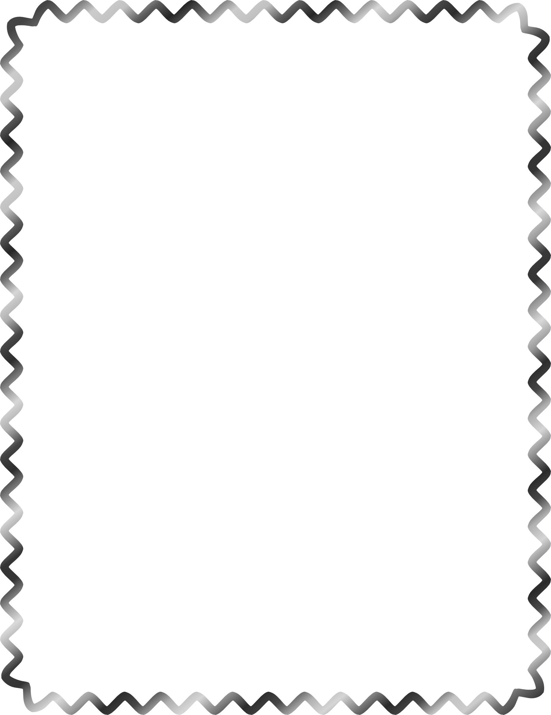 Water Waves Border Clipart - Black And White Border (1852x2400)