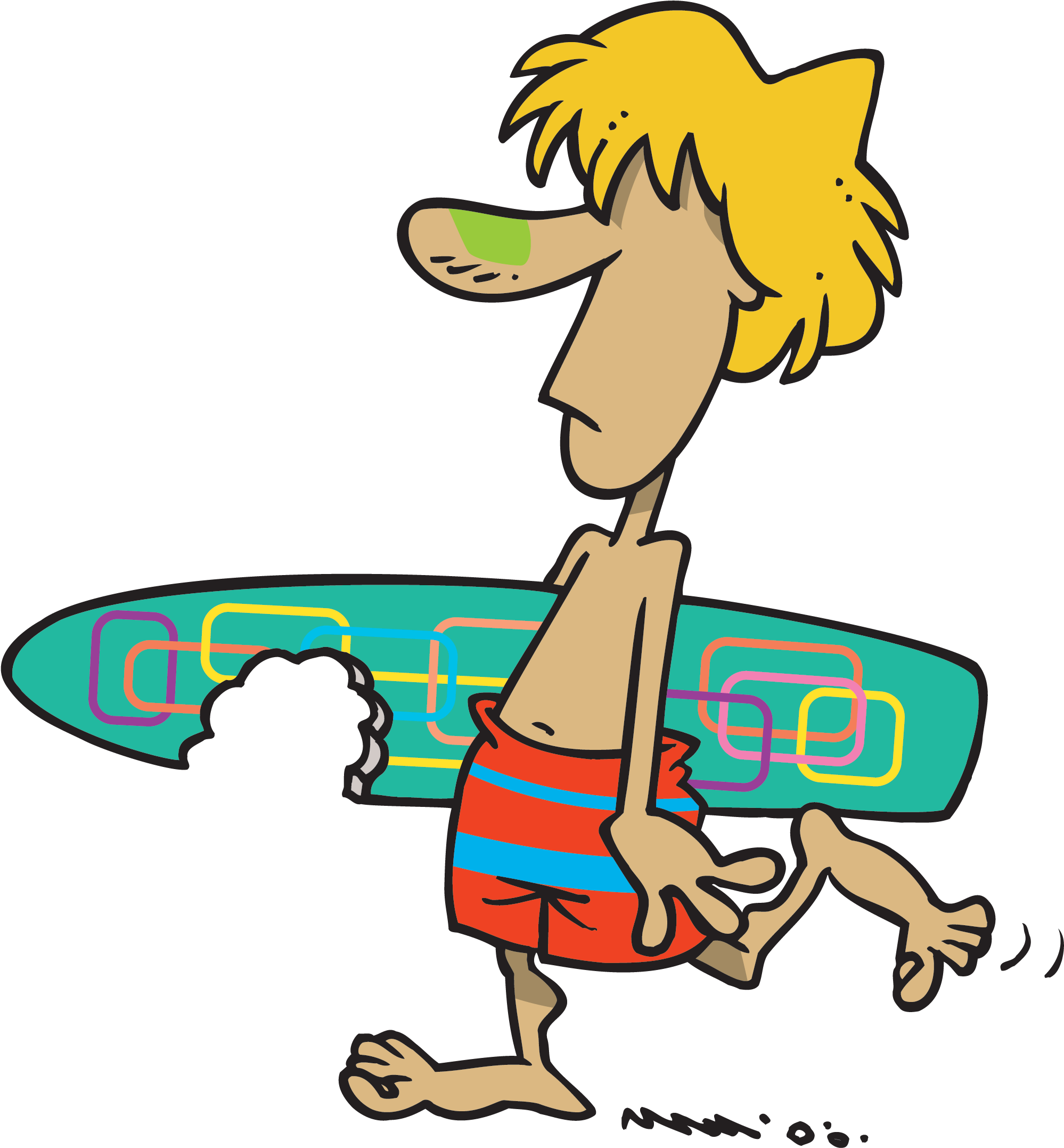 Boy Beach Surfing Clipart - Surfer Dude Clip Art (2000x2162)