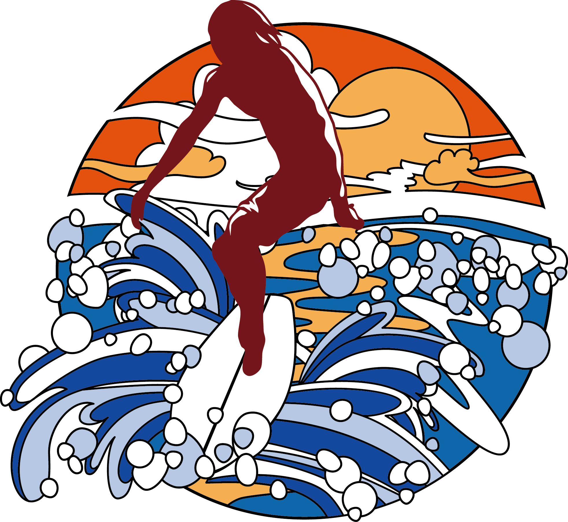 Vector Summer Beach Surf Waves Creative Woman - Vector Summer Beach Surf Waves Creative Woman (1964x1806)