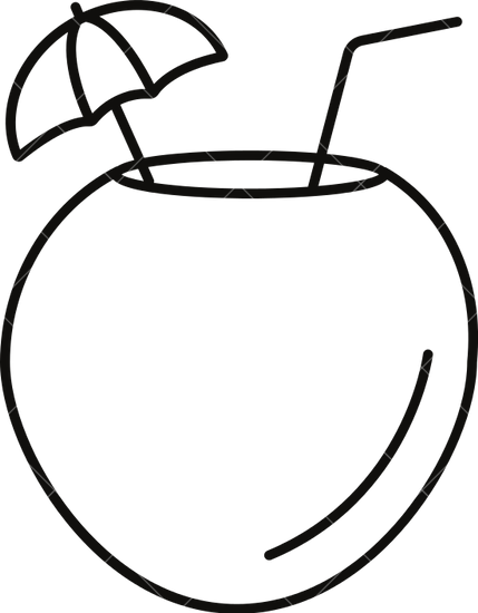 Coconut Water Drink With Straw - Clipart Of Coconut Water (429x550)