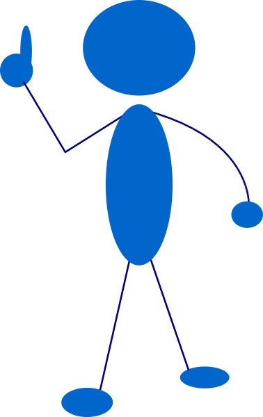 Waving Blue Stick Man Clip Art - Stick Man (378x600)