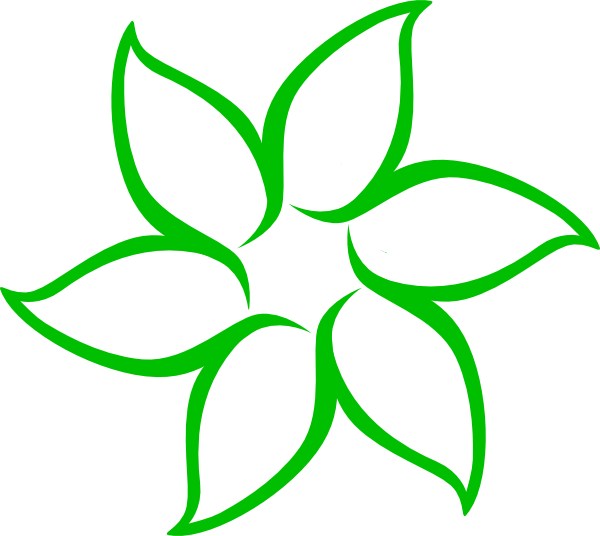 Green Flower Outline Clip Art - Flower Clip Art Black And White (600x536)
