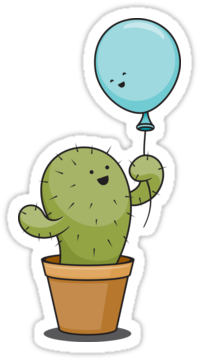 This Is A Love Story Between A Cactus And A Balloon - Stickers Tumblr Cactus (375x360)