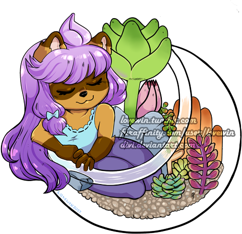 Choko And Succulent Terrarium Charm By Divi - Cartoon (543x543)