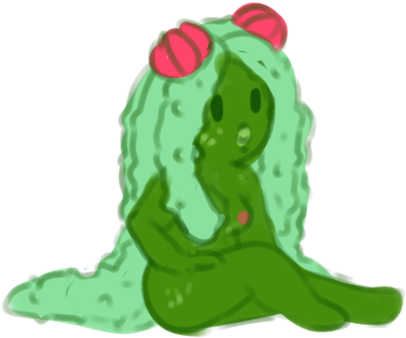 Cute Cactus Girl By 100lesbianasses - Art (449x437)