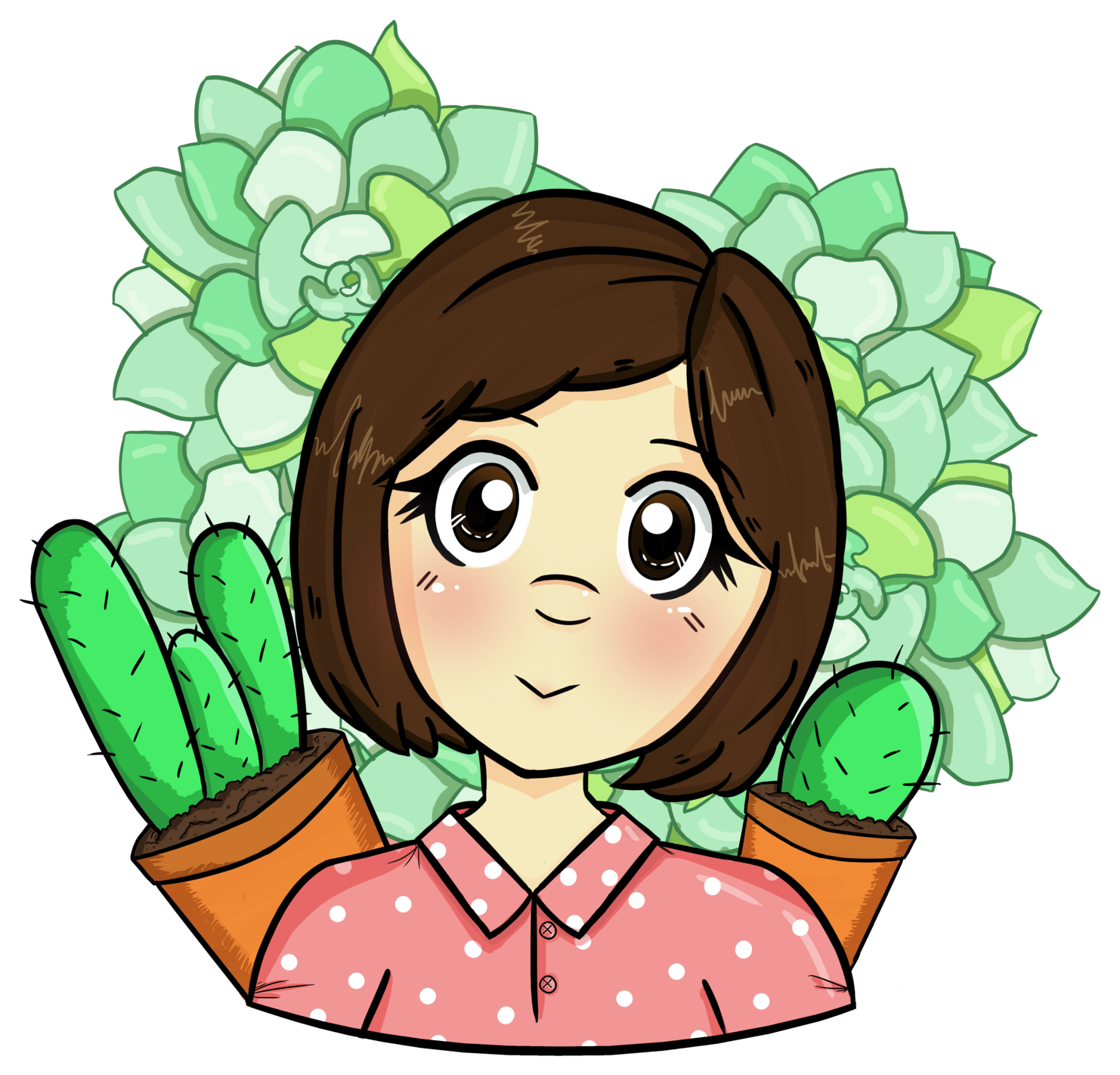 Succulent Girl By Nekopurino Succulent Girl By Nekopurino - Cartoon (1600x1602)