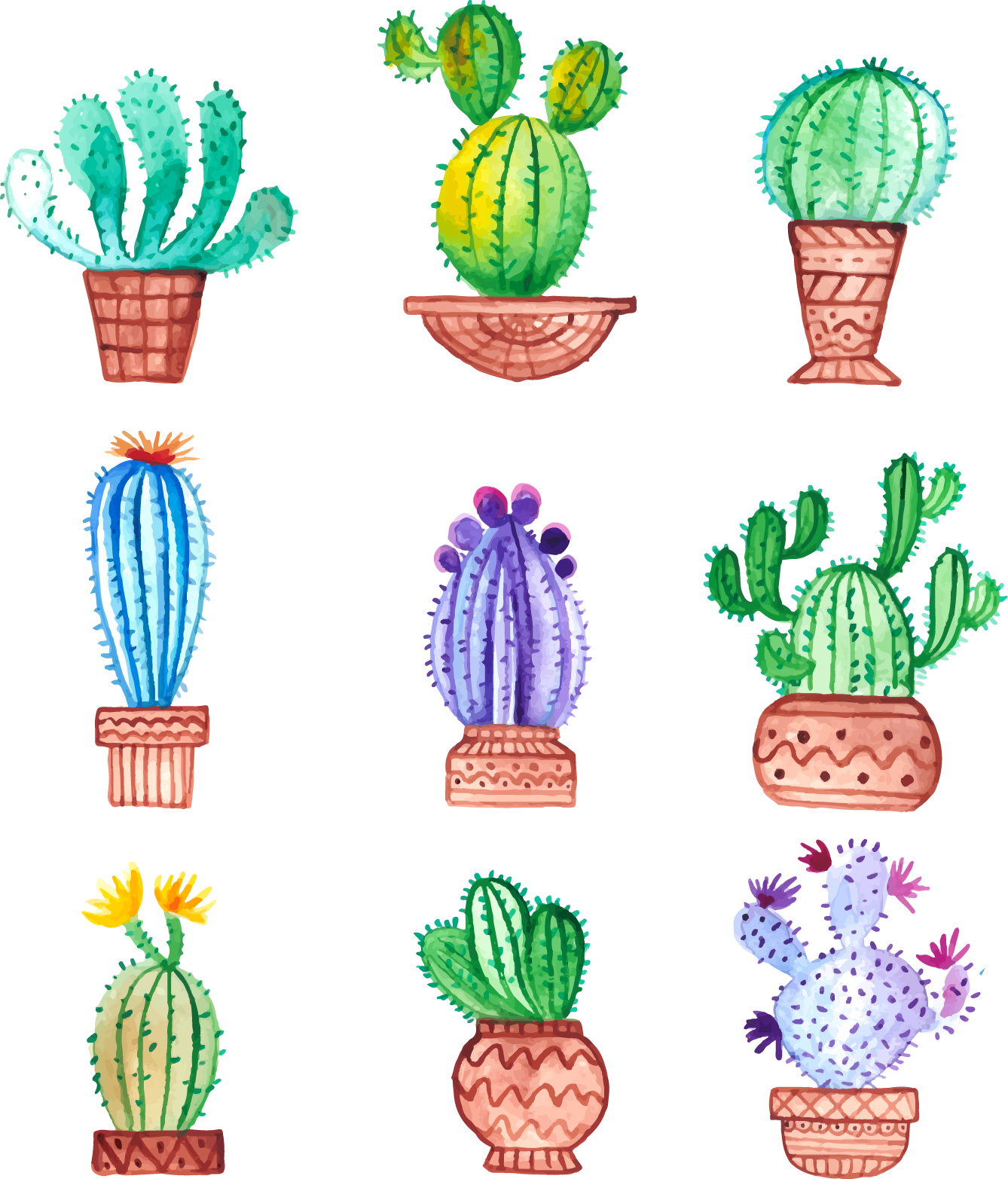 Cactaceae Watercolor Painting Drawing - Large Address Book [book] (1338x1565)