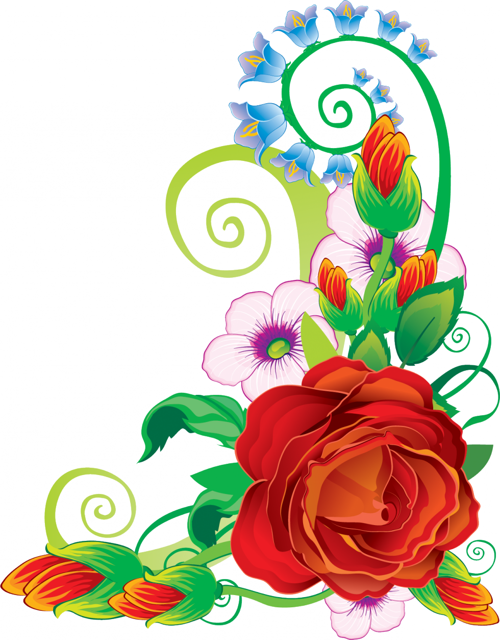 Page Corner Design Flower Hd Png (980x1253)