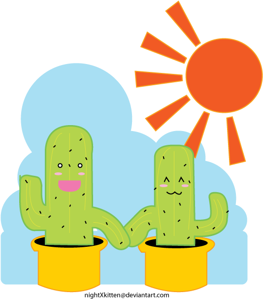 Cactus Love By Nightxkitten On Deviantart - Art (612x792)