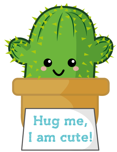 Cactus Hugging Cactus Hug Me I'm Cute Cute Cutie Chibi - Cartoon (469x640)