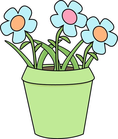 Flower Pot With Blue Flowers Clip Art - Flower Pot And Flowers (469x550)