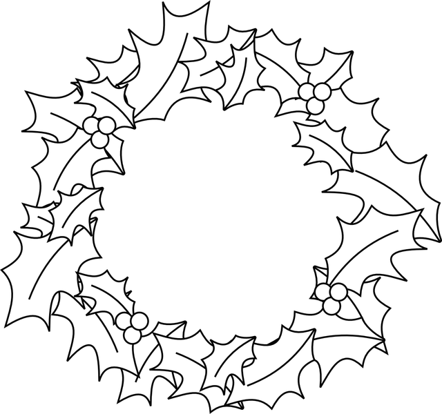 Black And White Christmas Christmas Wreath Template - Christmas Wreath Clip Art Black And White (640x600)