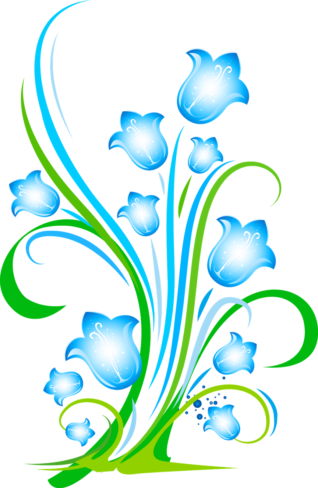 Blue Flower Clipart Swirl Flower - Vector Flower Images Png (1044x1600)