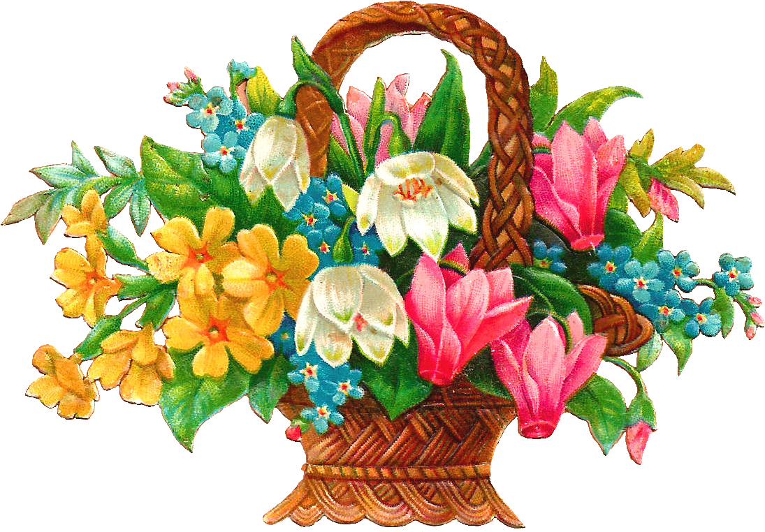 Flower Graphics Clip Art - Flower Basket Cross Stitch (1353x971)