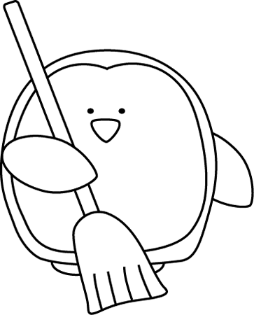 Black And White Penguin Classroom Sweeper - Clip Art (363x450)