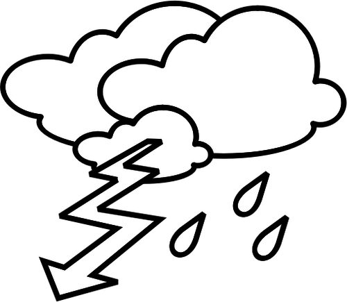 Outline Weather Forecast Icon For Thunder Vector Clip - Stormy Clip Art (500x435)