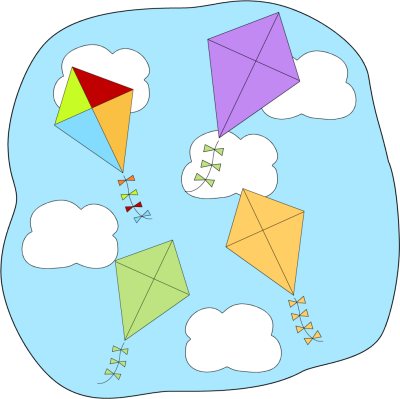 Kites Flying - Clip Art Of A Kites (400x399)