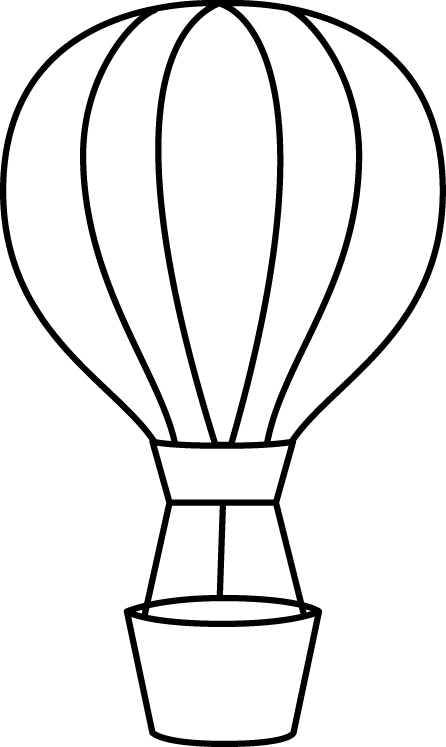 Hot Air Balloon Black And White Hot Air Balloon Clipart - Hot Air Balloon (446x747)