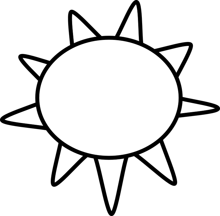 Black And White Symbol For Sunny Sky Vector Image Public - Black And White Sun Clipart (732x720)
