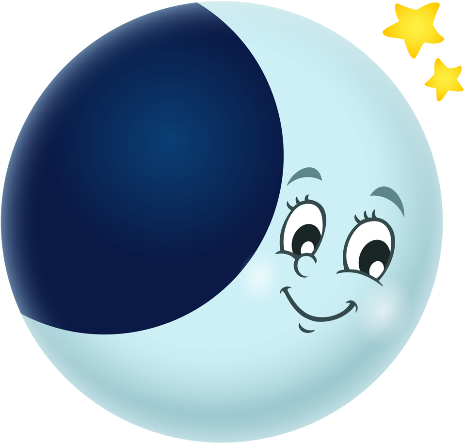 Moon And Stars Theme Collection 1 - Smiling Moon Clipart Blue (1024x984)