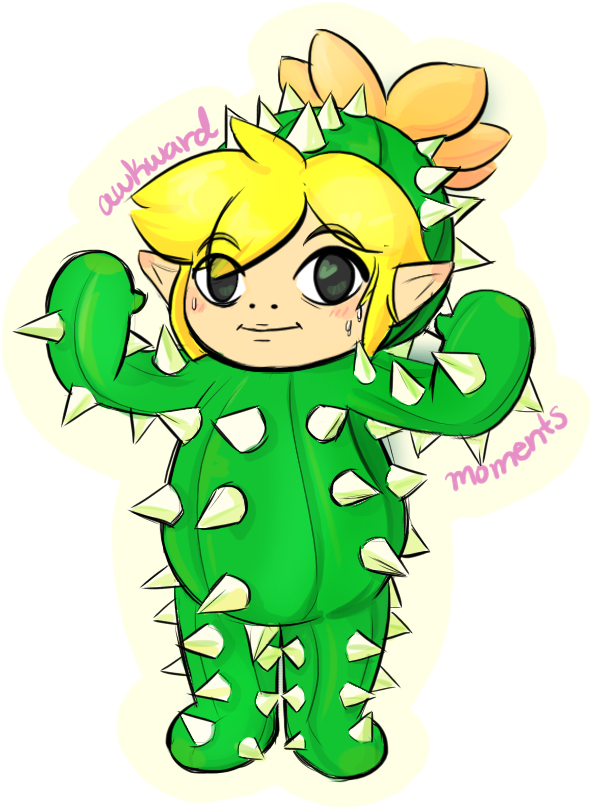 The Awkward Cactus, Link By Vallycuts - Cartoon (802x933)