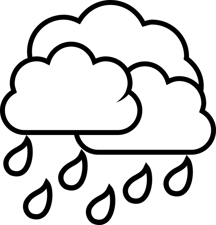 Free Vector Graphic - Black And White Rain Cloud (691x720)