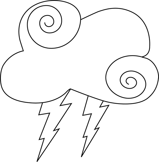 Cloud - Clipart - Black - And - White - Black And White Clipart Thunderstorm (538x550)