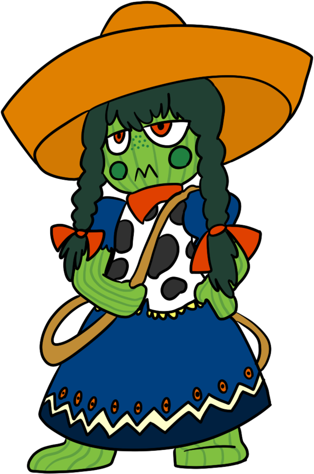 Cactus Girl By Berriessparrowmouse - Cartoon (768x1041)