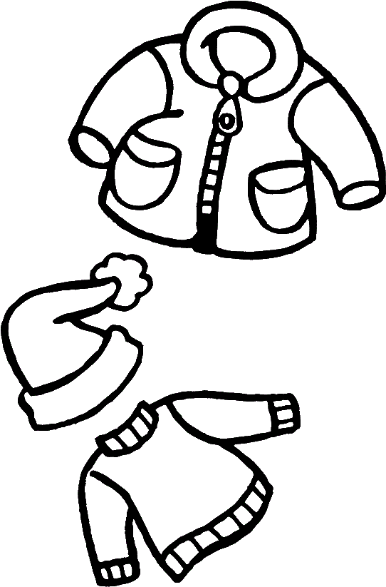 Warm Clothes Winter Coloring For Kids - Drawing Of Winter Clothes (599x880)
