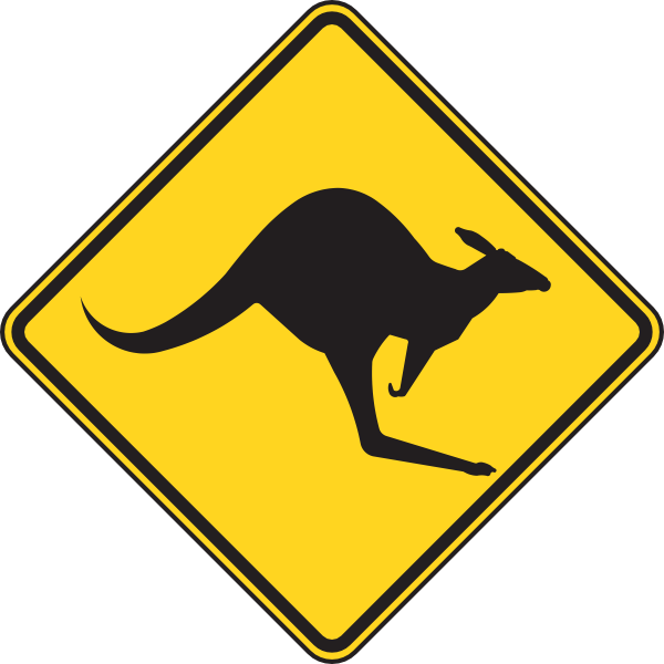 Windy Road Sign - Australia Kangaroo Sign (600x600)