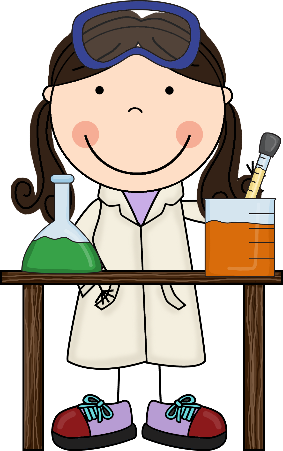 Laboratory Clipart Kid Scientist Pencil And In Color - Girl Scientist Clipart (1170x1862)