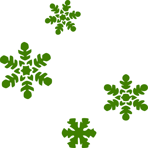 Green Snow Flakes Clip Art - Christmas Piano Recital Program Template (594x596)