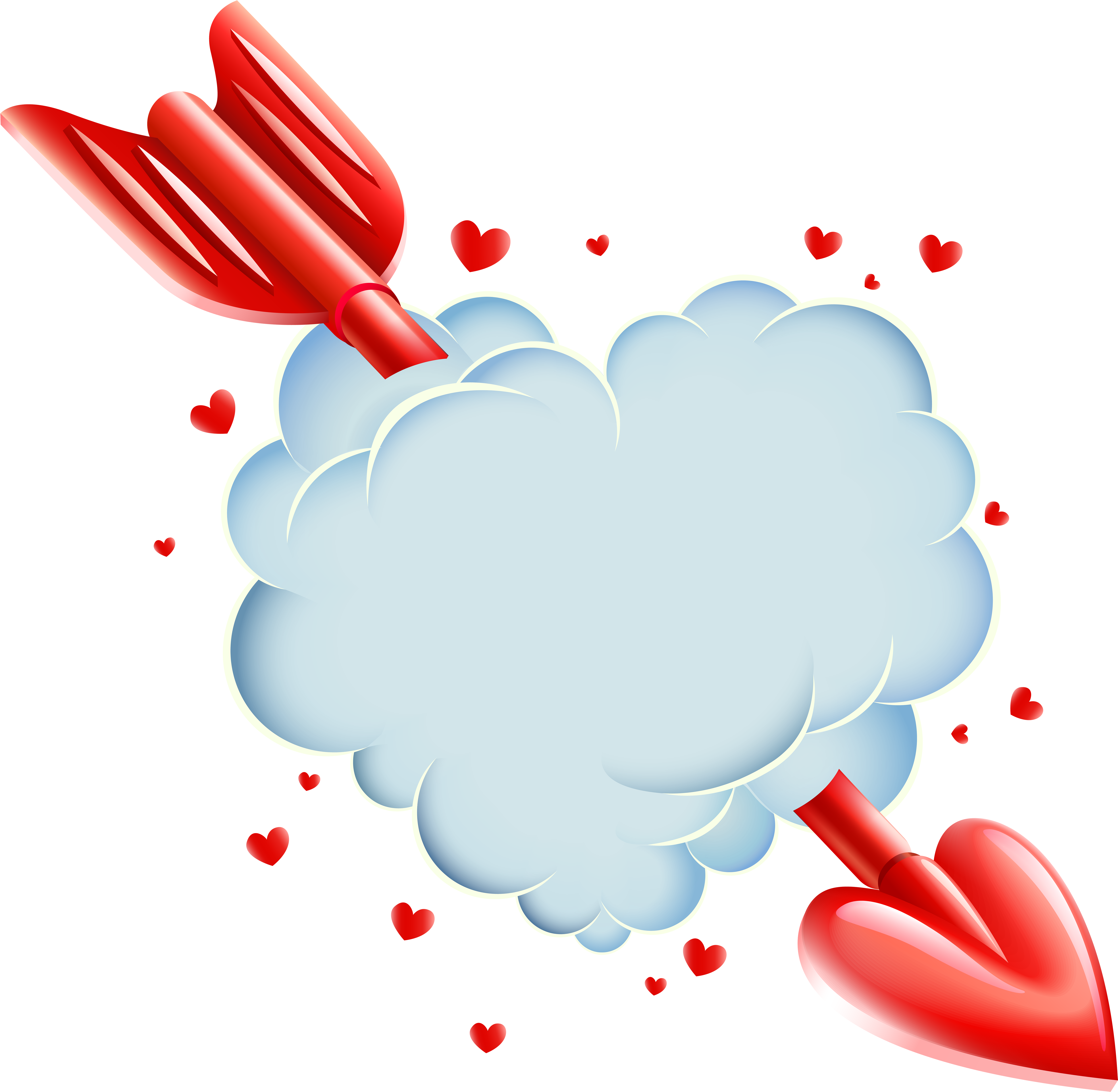 Valentine's Day Cloud Heart With Arrow Transparent - Valentine Arrow Png (6000x5861)