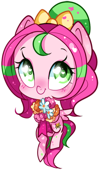 Ipun, Bouquet, Colored Pupils, Cute, Female, Gif, Green - Cartoon (550x704)
