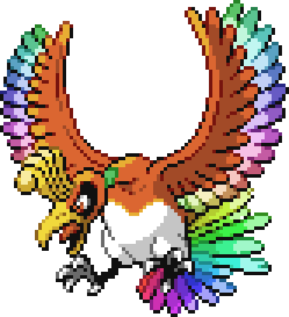 Ho-oh With Rainbow Wings - Shiny Ho Oh Gif (415x455)