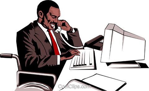 Handicapped Office Worker Royalty Free Vector Clip - Public Speaking (480x294)