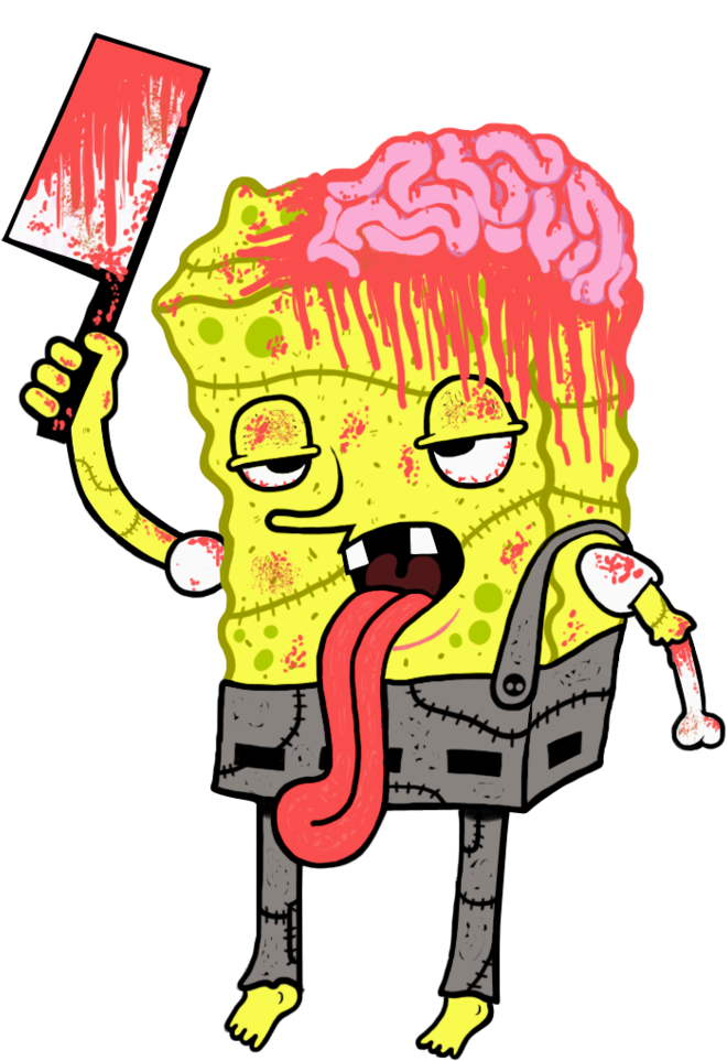 Sponge Bob Zombie By Hegdish - Spongebob Zombie Png (755x1057)
