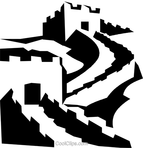 Clip Art Of Great Wall In China K16616859 - Great Wall Of China Vector Png (465x480)