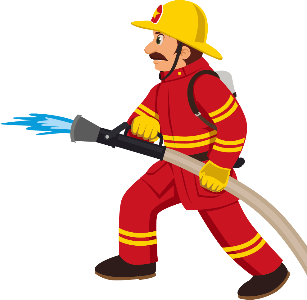 Cartoon Fireman - Firefighter Clipart (989x966)