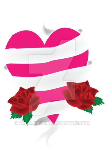 Tattoo Heart With Banner And Roses Vector By Angeladesigns - Rose (400x541)