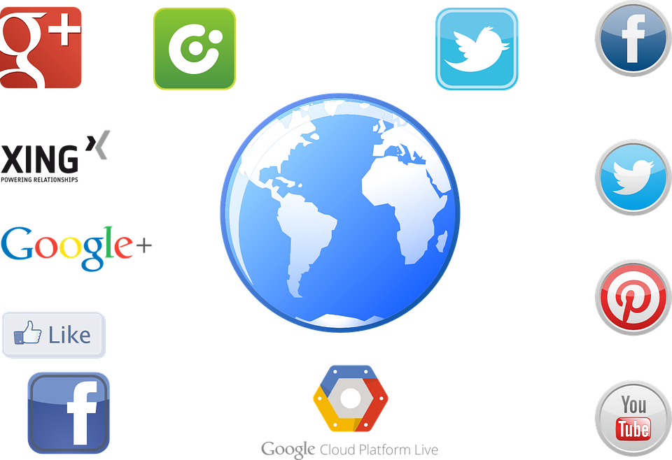 Computer Network Symbols 4, Buy Clip Art - Mundo Con Logos De Redes Sociales (960x658)