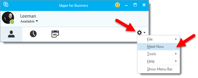 Image Of Gear And Meet Now Option - Screenshot (649x256)