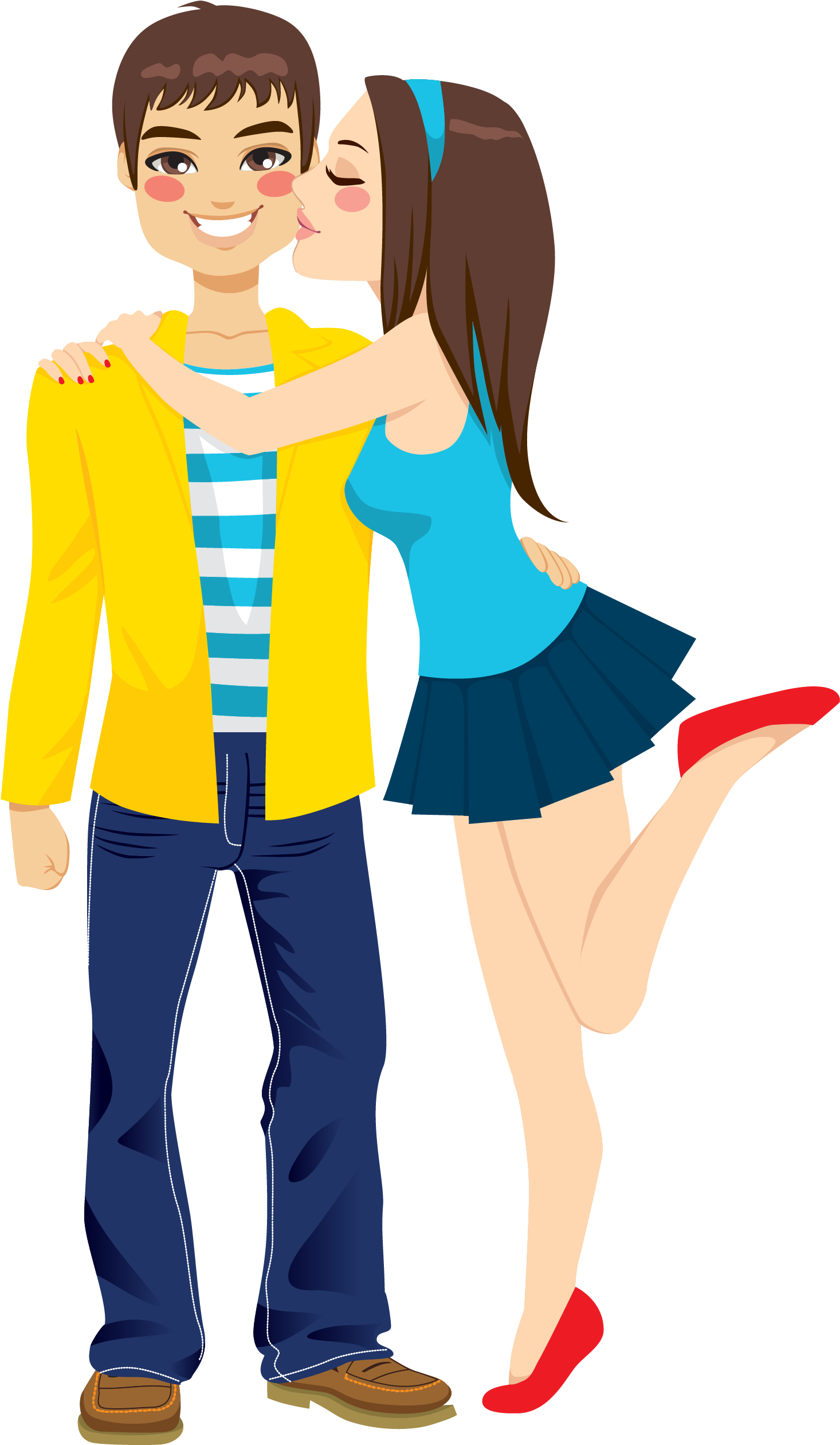Girlfriend Boyfriend Kiss Romance Clip Art - Girlfriend Hugging Boyfriend  Cartoon - (2463x3727) Png Clipart Download