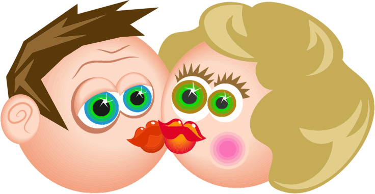 Medium Image - Kissing Couple Cartoon Png (736x381)