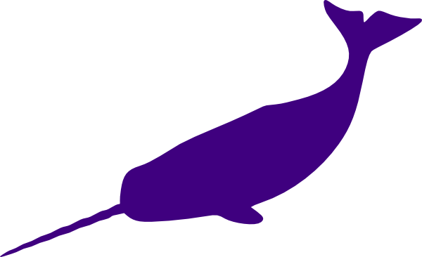 Purple Whale Clip Art At Clker Com Vector Clip Art - Narwhal Siloette Clipart (600x366)