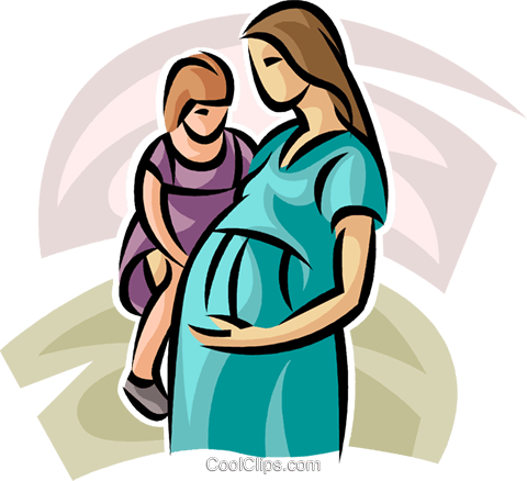 Pregnant Mother And Young Child Royalty Free Vector - Pregnant Woman Clip Art (480x438)