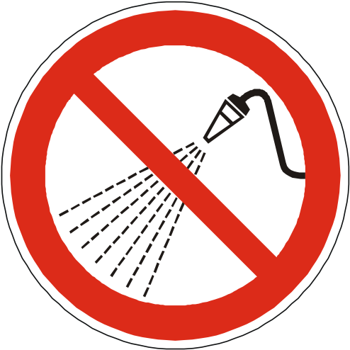 Do Not Use Water Sign - Aufkleber Mit Wasser Spritzen Verboten D-p017 200mm (512x512)