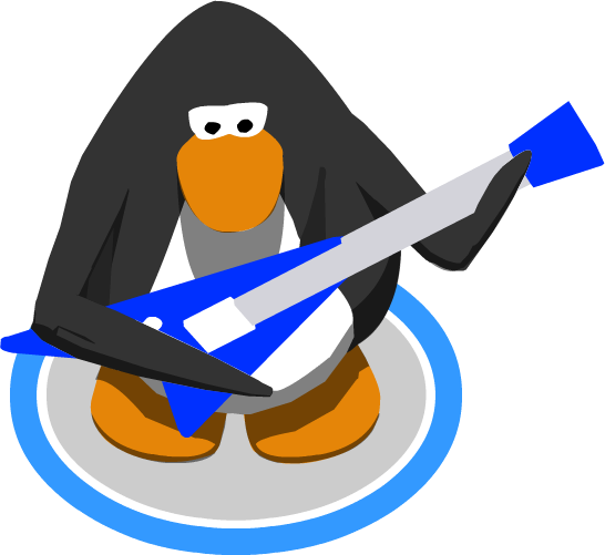 Blue Electric Guitar Dance - Club Penguin 10th Anniversary Hat (546x501)