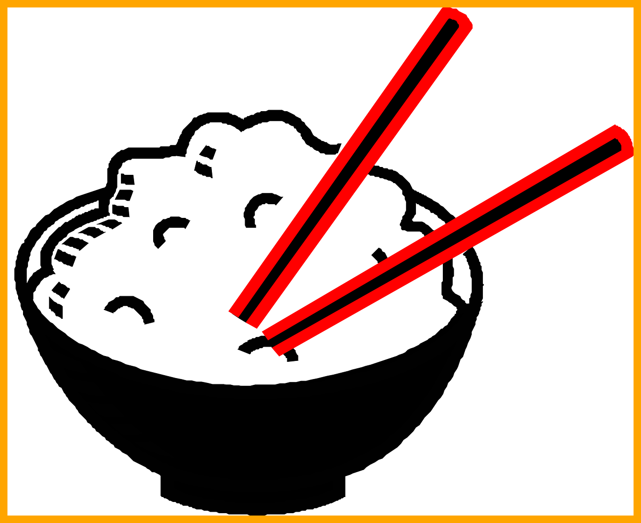 Stunning Rice Bowl Chopsticks Asian Food Tattoos Pics - Food Clipart Black And White (1310x1068)