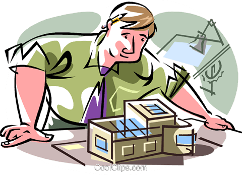 Architect Designing Home Royalty Free Vector Clip Art - Middle School Argument Essay Outline (480x347)